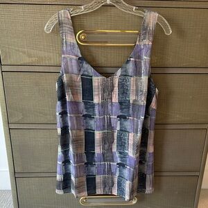 Cabi Purple and Pink Plaid “Quiz” Top